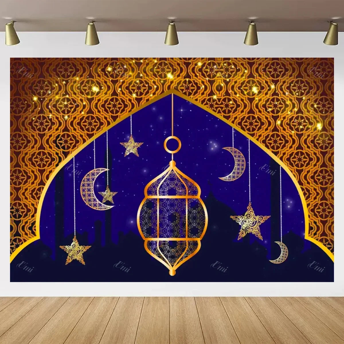 Eid Mubarak Backdrop for Photography EID Al Adha Muslim Ramadan Kareem Moon Lantern Islamic Eid al-Fitr Photo Background Props