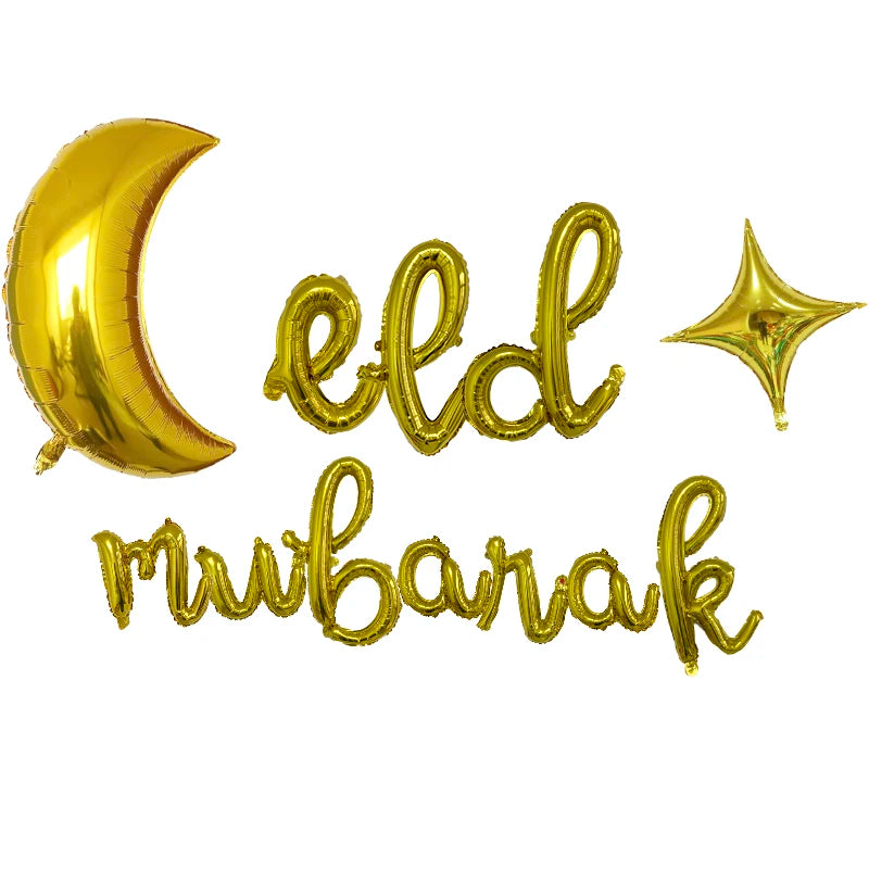 1set Moon Star Balloon Set for Muslim EID Mubarak Festival Home DIY Decoration Ramadan Kareem Kids Birthday Party Ballon Globos