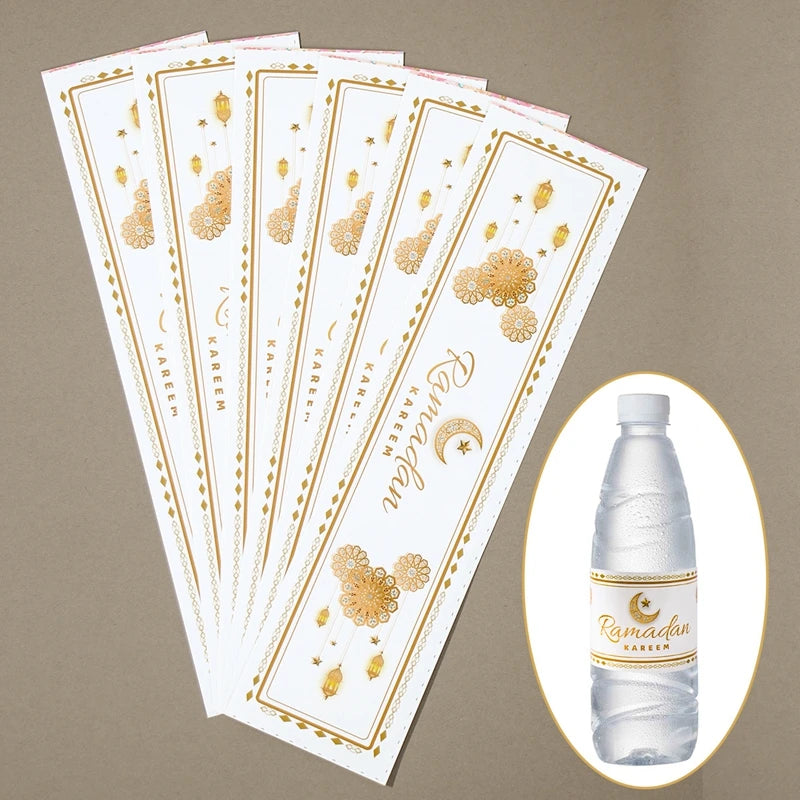 10Pcs Eid Mubarak Bottle Labels Wrapper Adhesive Stickers Ramadan Kareem Decor for Home Water Bottle Cover Party Decor