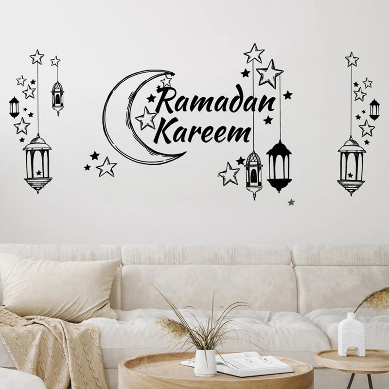 Eid Mubarak Wall Stickers Kareem Ramadan Decoration 2025 For Home Islamic Muslim Party Decor Mubarak Ramadan Window Sticker Gift