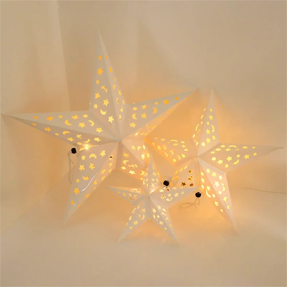 30/45/60cm Hollow Out Star Hanging Pendant Eid Mubarak Decoration Islam Muslim Light Paper Lantern Star Home Party Ramadan Decor