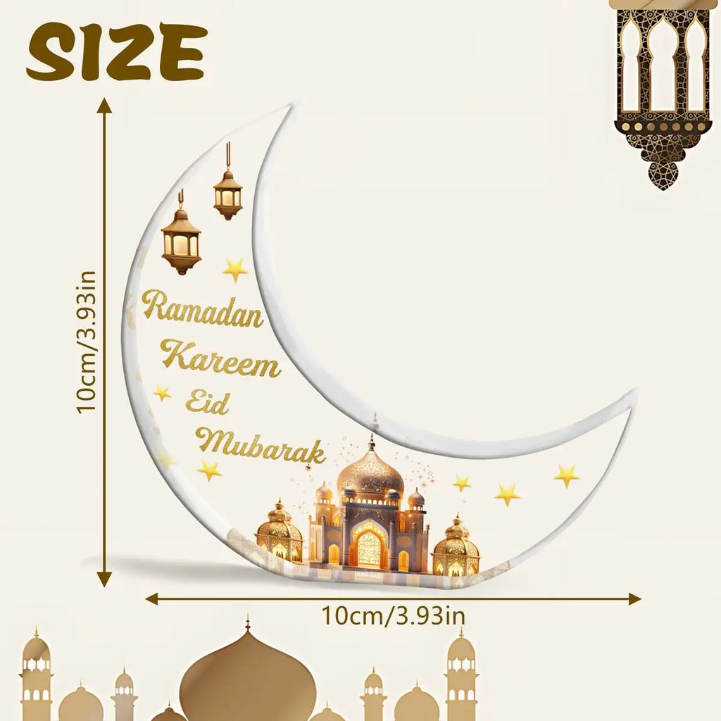 Acrylic Crescent Moon Table Decoration, Ramadan Eid Mubarak Ornament, Festive Holiday Decor For Home And Celebrations