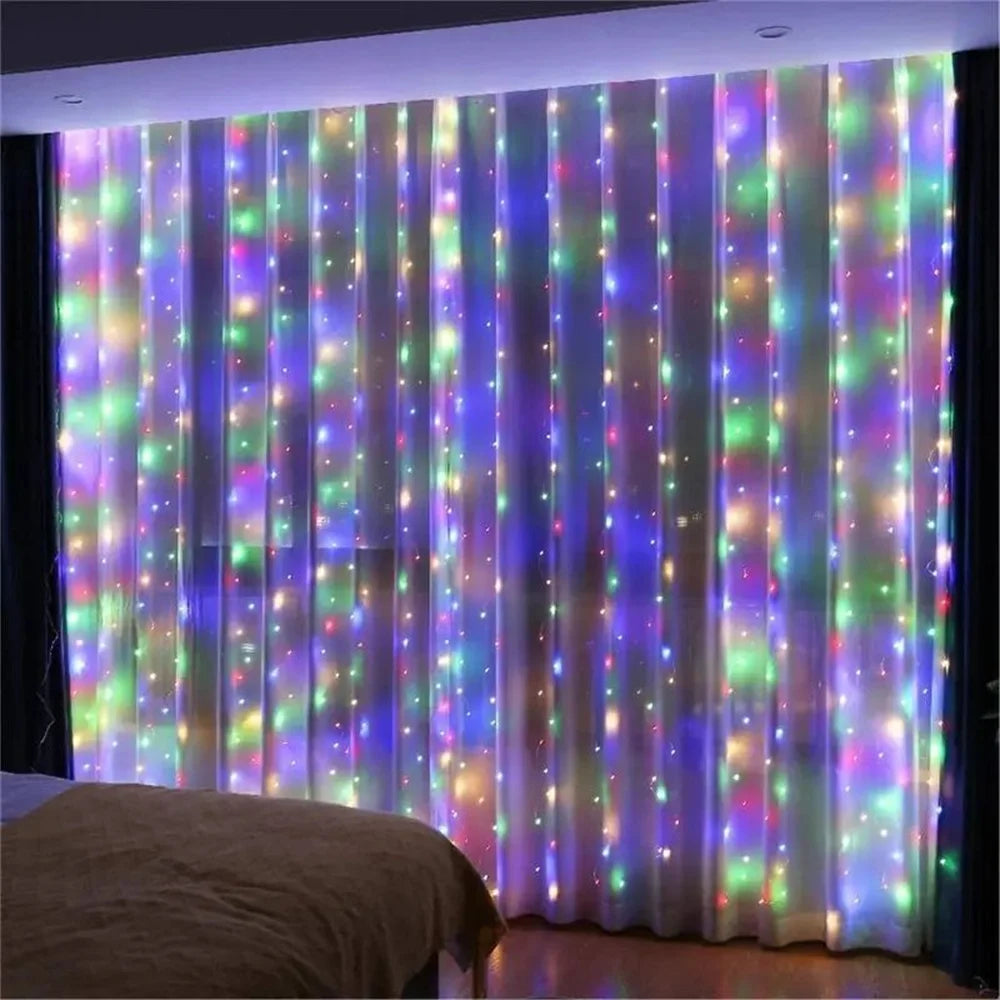 Battery Power LED Fairy Curtain Light String Ramadan Home Decoration 2026 Valentine's Day Eid Mubarak Bedroom Outdoor Decoration