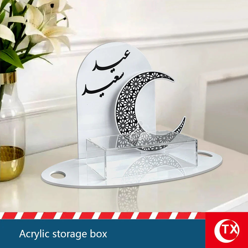 Ramadan Acrylic Dessert Serving Stand Crescent Moon, Elegant Tabletop Display for Sweets, Treats & Entertaining Guests
