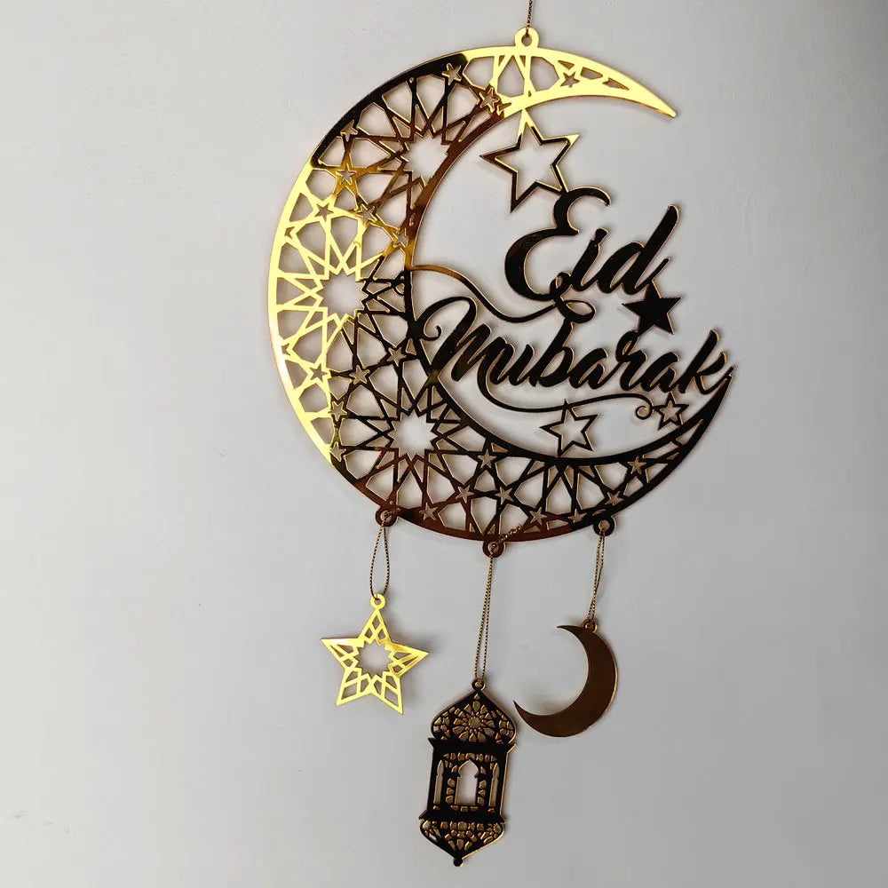 1PC Acrylic Ramadan Kareem Moon Star Wall Pendant Eid Mubarak Ornaments for Home Eid Al Fitr Muslim Islamic Holiday Party Decor
