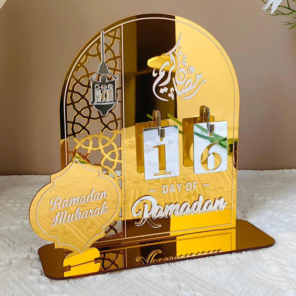 Acrylic Ramadan Advent Calendar Gift for Kids Ramadan Decorations Eid Mubarak Countdown Calendar for Home Decor