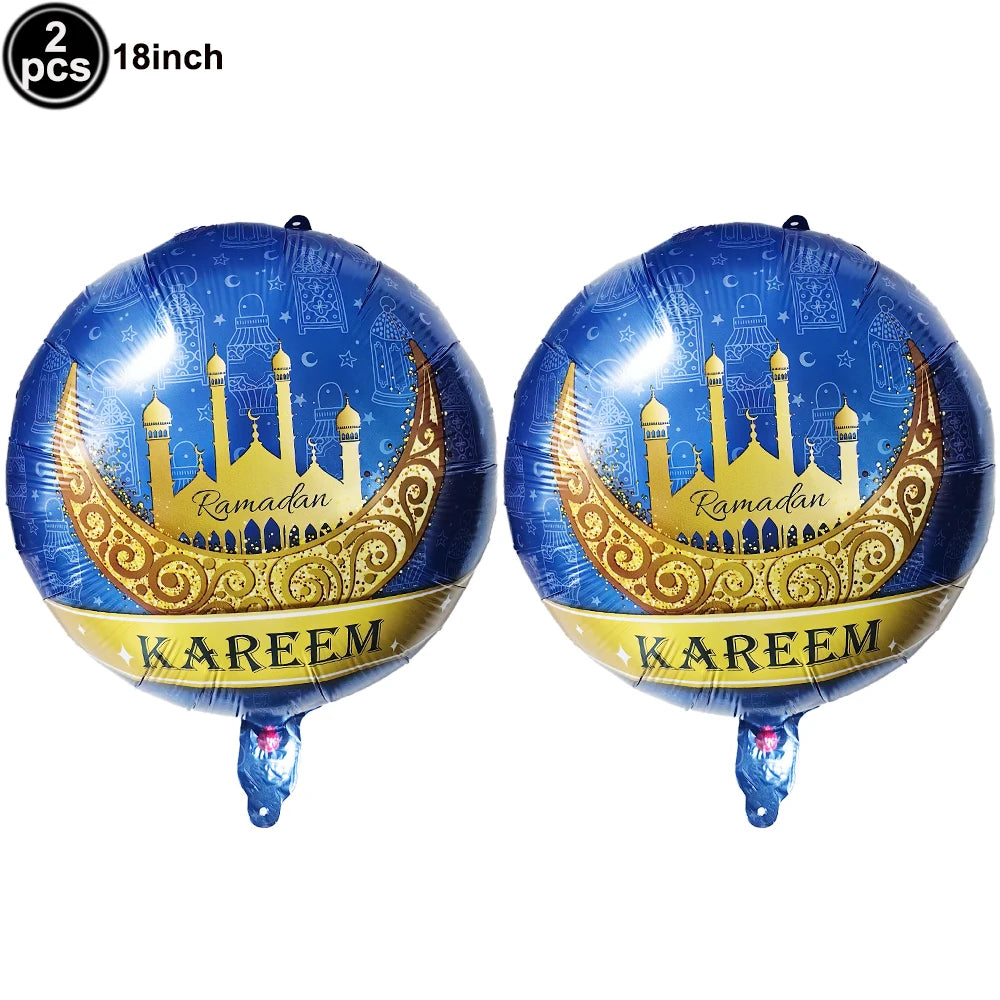 Happy Eid Ramadan Mubarak Foil Balloon DIY Decoration Islamic Ramadan Stars and Moon Helium Balloon Celebration Party Decoration