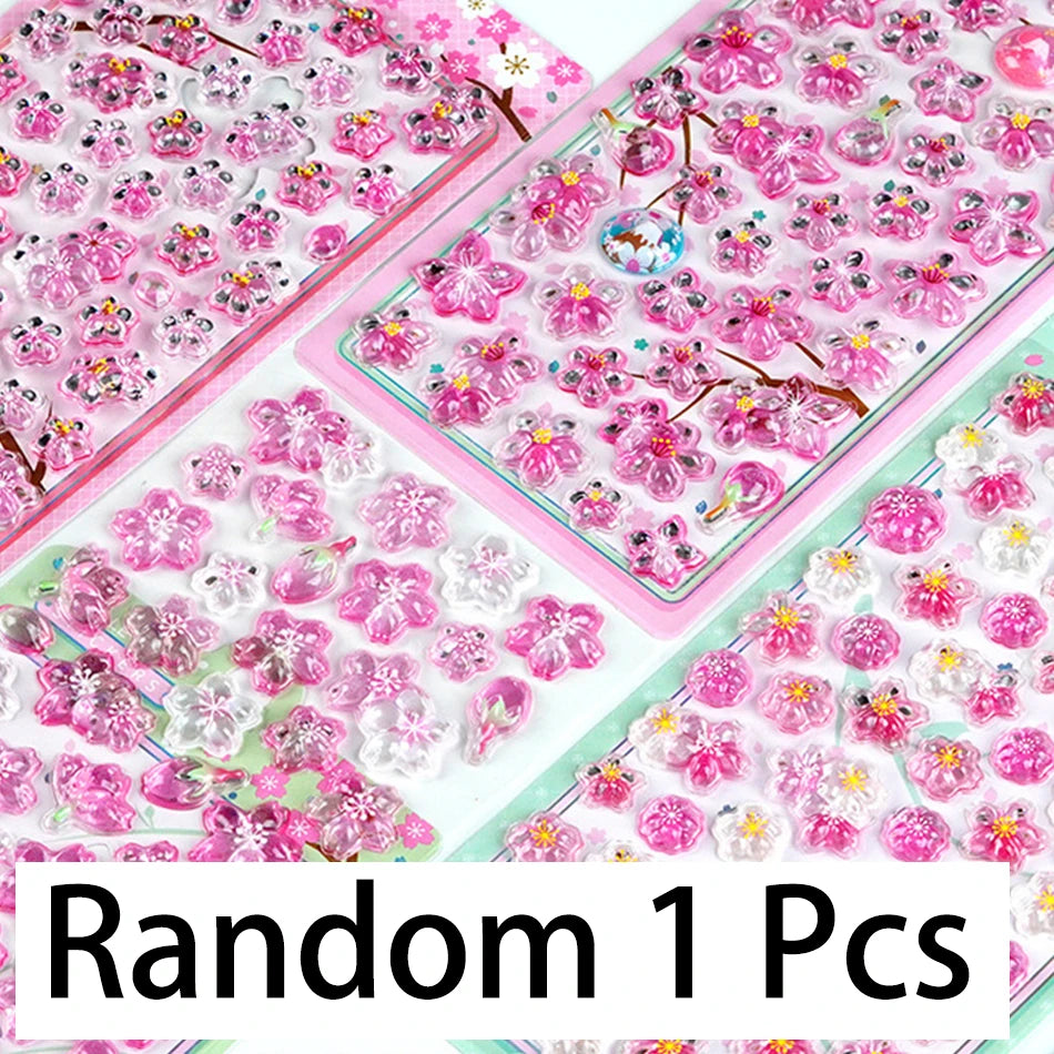 Cherry Blossom Petal Sakura Drop 3D Relief Stickers Scrapbooking DIY Journaling Stationery Diary Decor School Cute Stickers