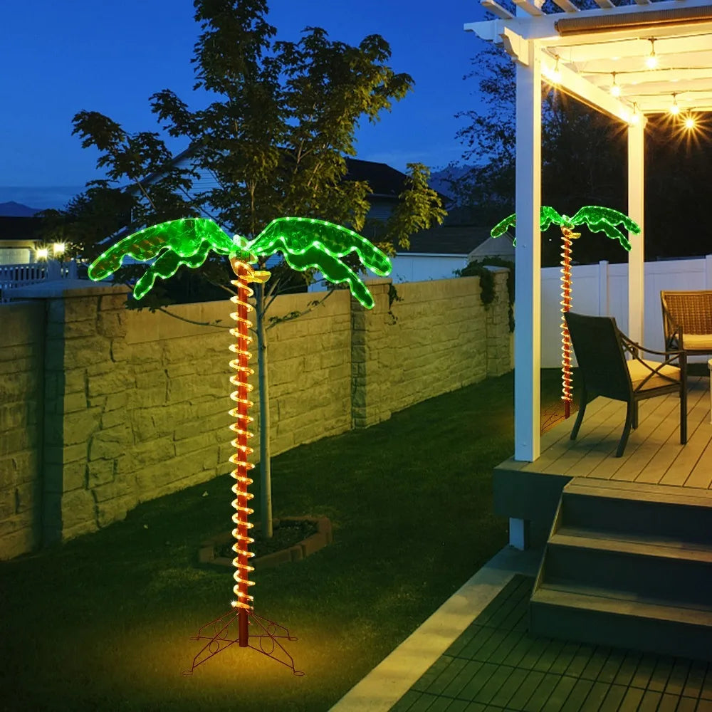 5 FT Tropical LED Rope Light Palm Tree Pre-Lit Artificial Tree Decor