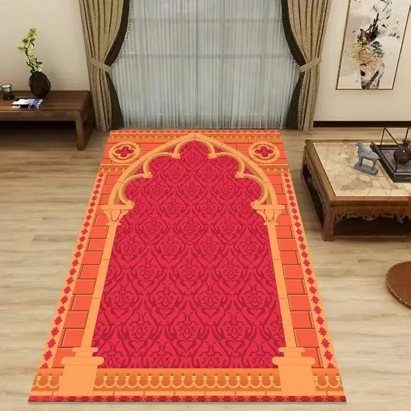 Authentic Ethnic Muslim Prayer Rug Living Room Decor Anti-Slip Carpets Bedroom Soft Rug Entrance Doormat Cultural Muslim Carpet