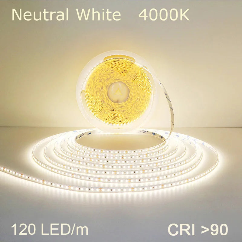 CRI90 High Brightness Single Strip 5m 10m 15m 20m 25M 30m LED Strips 24V 12V Light Strip CRI 90 Flexible 20 meters Soft Lamp Bar