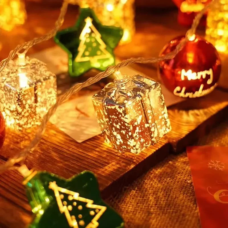 2025 Candy Cane Christmas Lights Santa Claus Snowman Lamp Xmas Tree String Hanging Ornaments Merry Christmas Decor