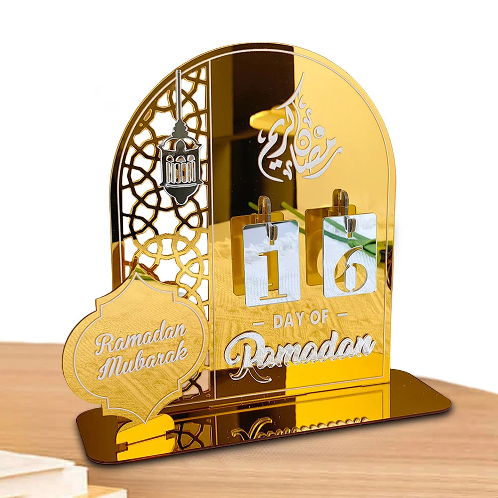 Acrylic Ramadan Advent Calendar Gift for Kids Ramadan Decorations Eid Mubarak Countdown Calendar for Home Decor