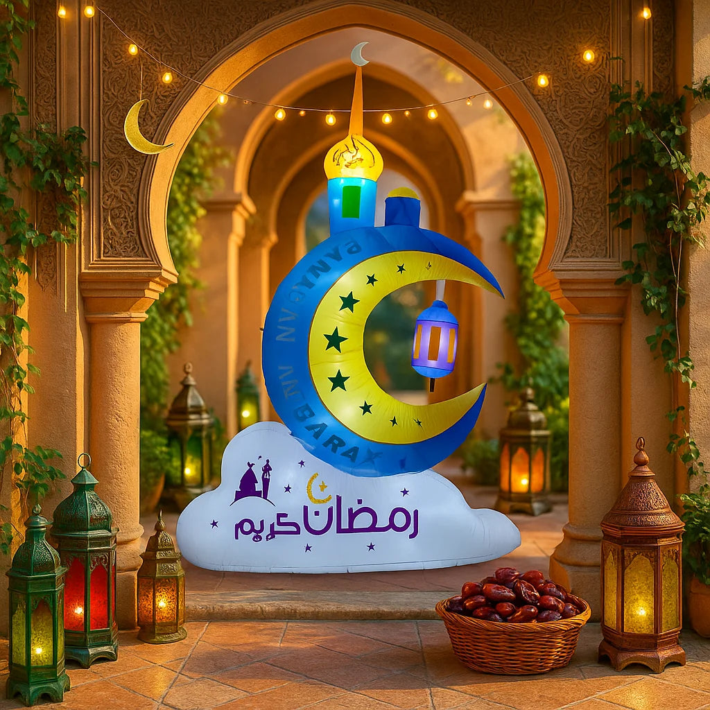 Ramadan Eid Mubarak Inflatable Decorations with LED Lights Muslim Islamic Holiday DIY Party Supplies  Outdoor Yard Ornament