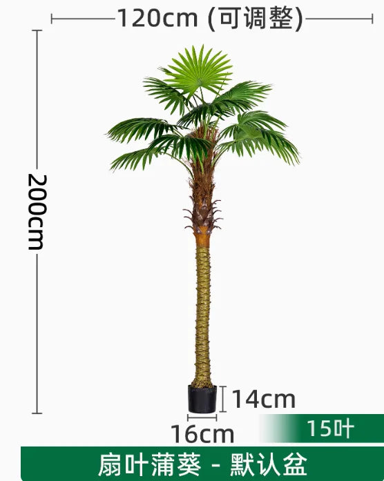 Large Simulation Palm Tree Loose Tail Sunflower Tropical Green Plant False Tree Indoor and Outdoor Decoration Landscape