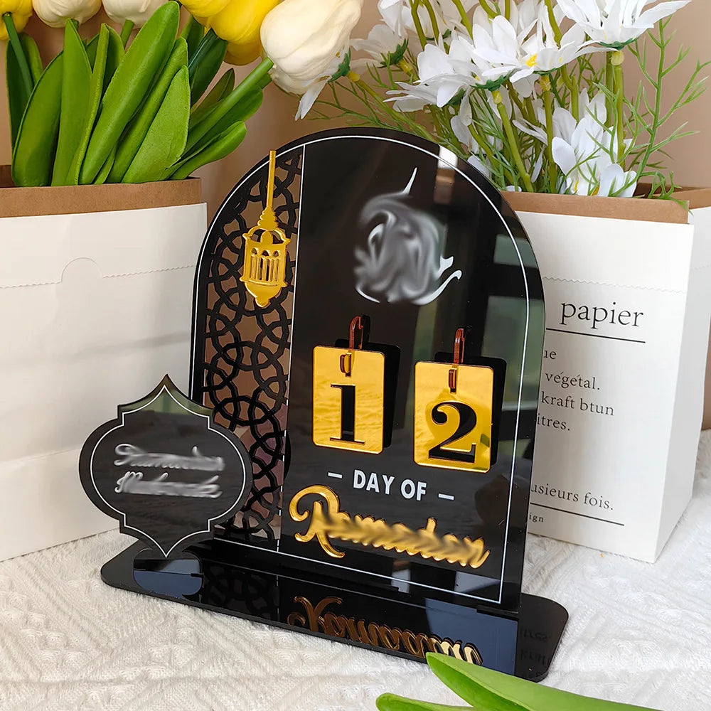 Ramadan Countdown Calendar 2026 Acrylic Silver Eid Mubarak Advent Islamic Home Decor For Muslim Party Indoor Table Desk Gifts