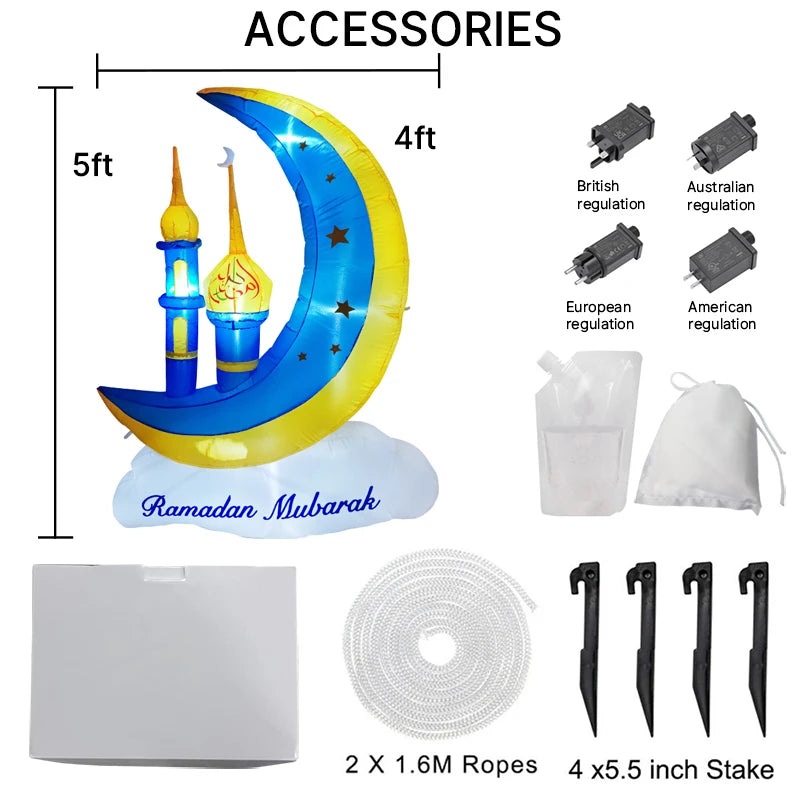 Muslim Islamic Ramadan Inflatable toys LED Decor Airblown Outdoor Yard Garden Eid Mubarak Fasting Celebrate Holiday Ornament