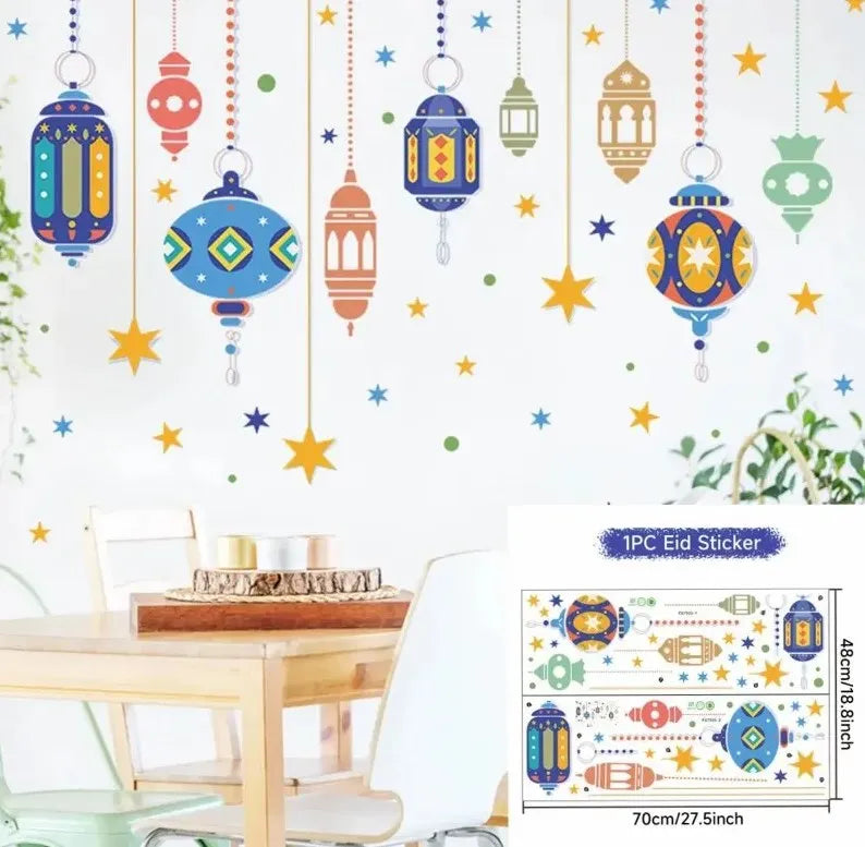 Eid Mubarak Window Stickers Kareem Ramadan Decoration 2025 For Home Islamic Muslim Party Decor Mubarak Ramadan Wall Sticker Gift