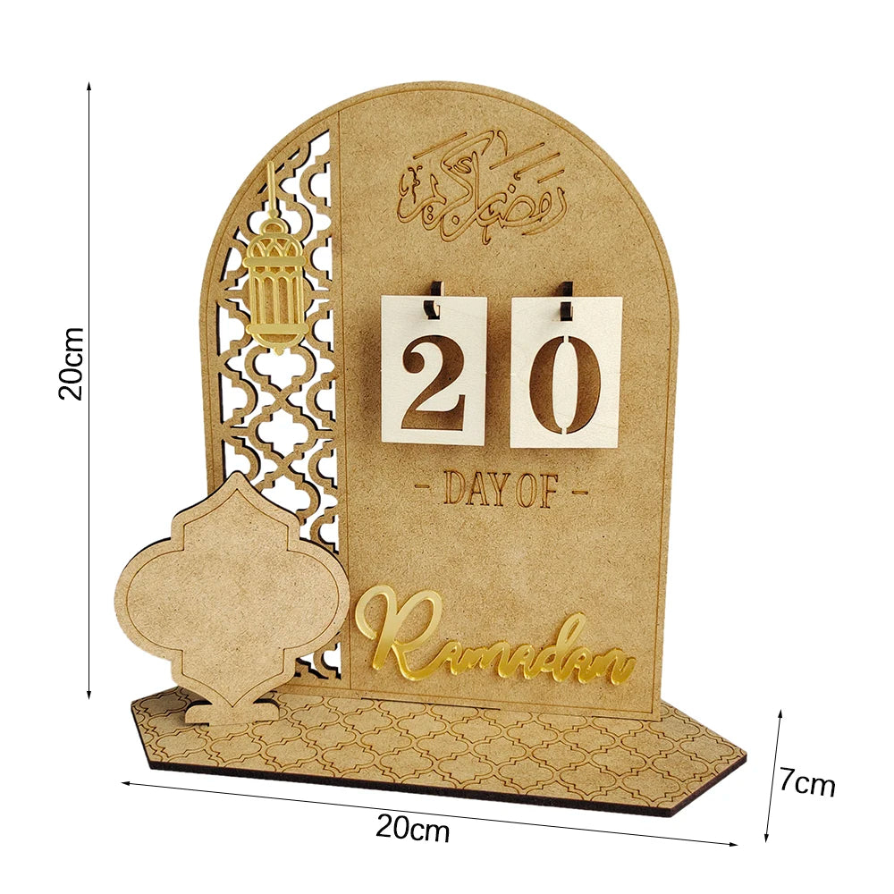 Eid Mubarak Countdown Calendar Wooden Ramadan Decoration 2026 Calendar Eid Mubarak Decoration Eid Countdown Ornament for Home