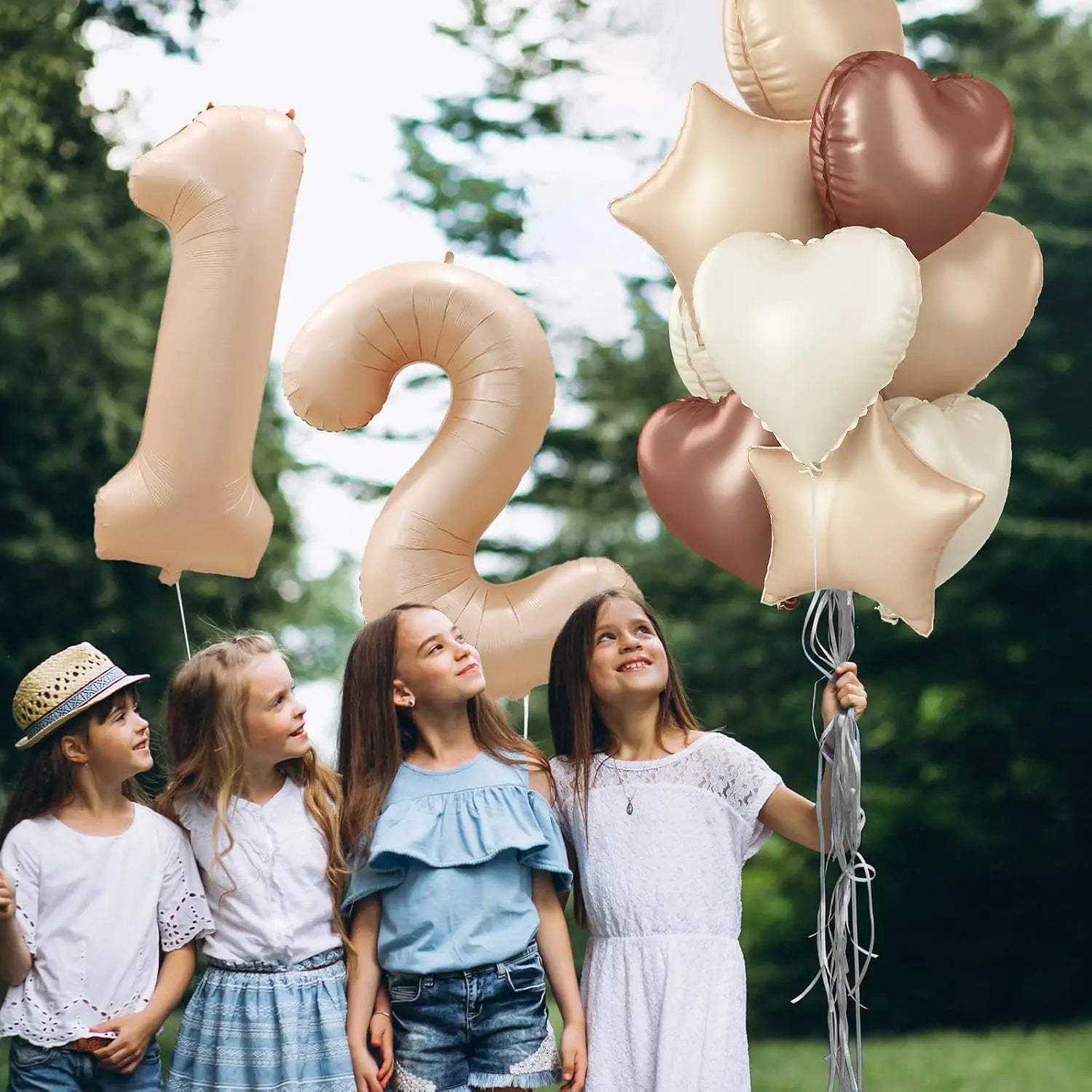 Caramel/Chocolate/Cream Number Balloon Star Heart Foil Helium Ball Kids Adult Girl Birthday Wedding Anniversary Party Decoration