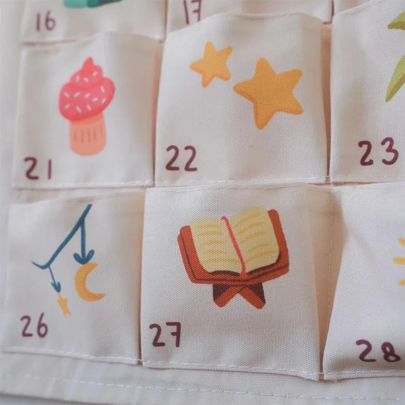 Ramadan Mubarak Countdown Advent Calendar bag Muslim Islamic Kareem eid Wall Hanging decoration sign kid Children boy girl gift
