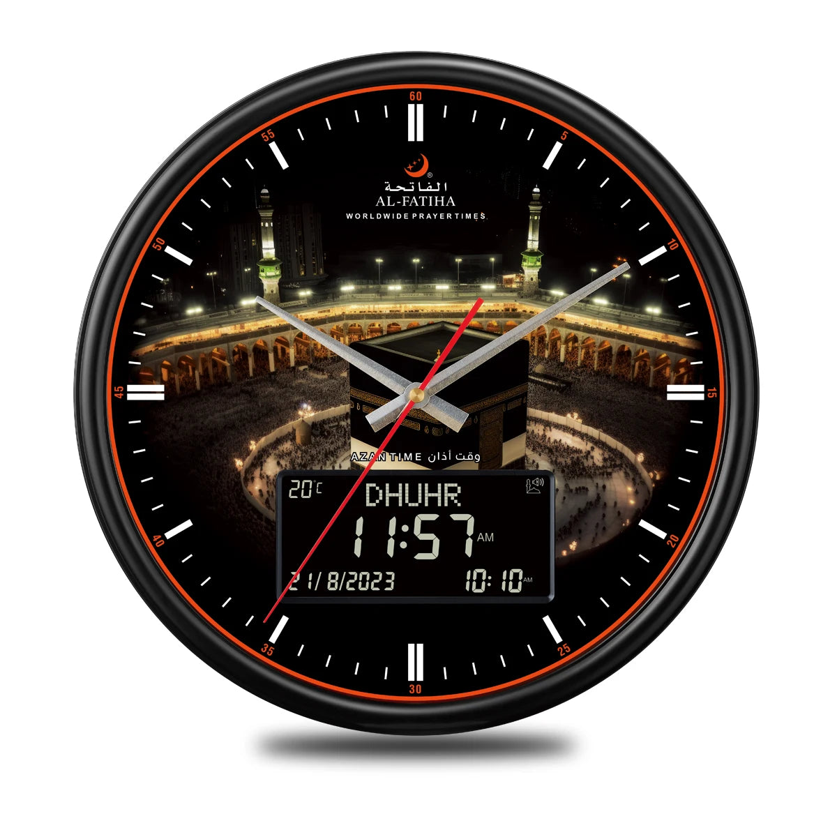 AL-FATIHA Athan Muslim Clock Digital-Analog Watch with Hijri Calendar Azan Prayer Time Fajr Alarm Mosque Wall Timepieces