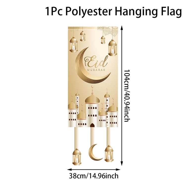 Eid Mubarak Decoration Hanging Flag Eid Mubarak Decor 2025 for Home Islamic Muslim Party Decor Ramadan Kareem Eid Al-Fitr Gift