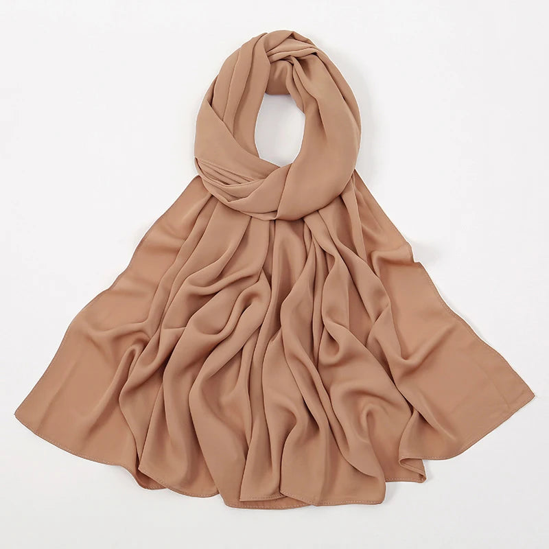 New Medina Silk Chiffon Hijab Premium Chiffon Muslim Hijabs Scarf For Women Heavy Poka Chiffon Shawl Headscarf Wrap Islam Turban