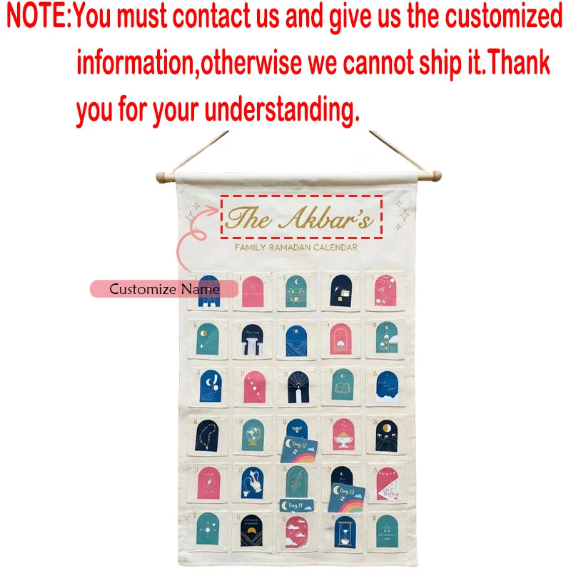 Personalised Custom Ramadan Countdown Advent Calendar Muslim Islamic Kareem Eid Al-Fitr Decoration Accessories Family Kid Gifts