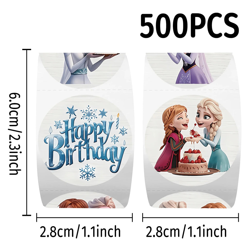 500pcs/Roll Frozen Princess Elsa Cartoon Sealing Sticker DIY PVC Laptop Decals Decoration Stiker Reward Gift Kids Toys Gifts