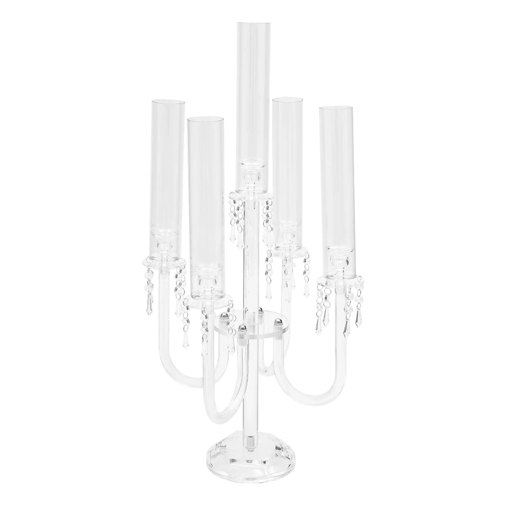 4PCS 4+1 Arms Acrylic Candle Holders  Candelabra Wedding Table Centerpieces Flower Stands Party Candlesticks Decoration