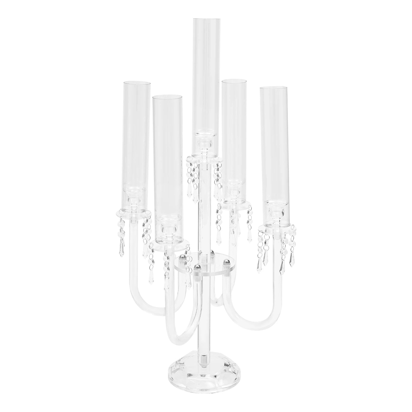 4PCS 4+1 Arms Acrylic Candle Holders  Candelabra Wedding Table Centerpieces Flower Stands Party Candlesticks Decoration