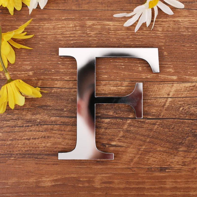 Acrylic Mirror 3D Alphabet  House Number Wall Sticker English Alphabet Sticker Decoration Wedding love letters Decorative
