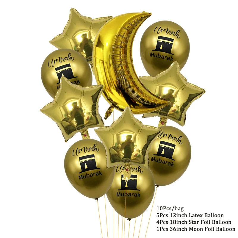 Black Gold Umrah Mubarak Latex Balloons Ramadan Kareem Decoration EID Mubarak Muslim Islamic Festival Party Home Ramadan Supplie