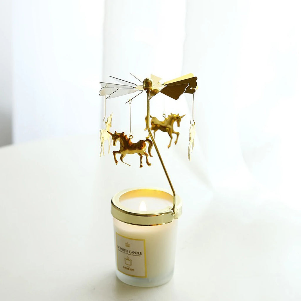 Gold Metal Rotating Tealight Candle Holder for Table Design Candlesticks‌ - Elegant Dining Room Decor, Unique Centerpiece