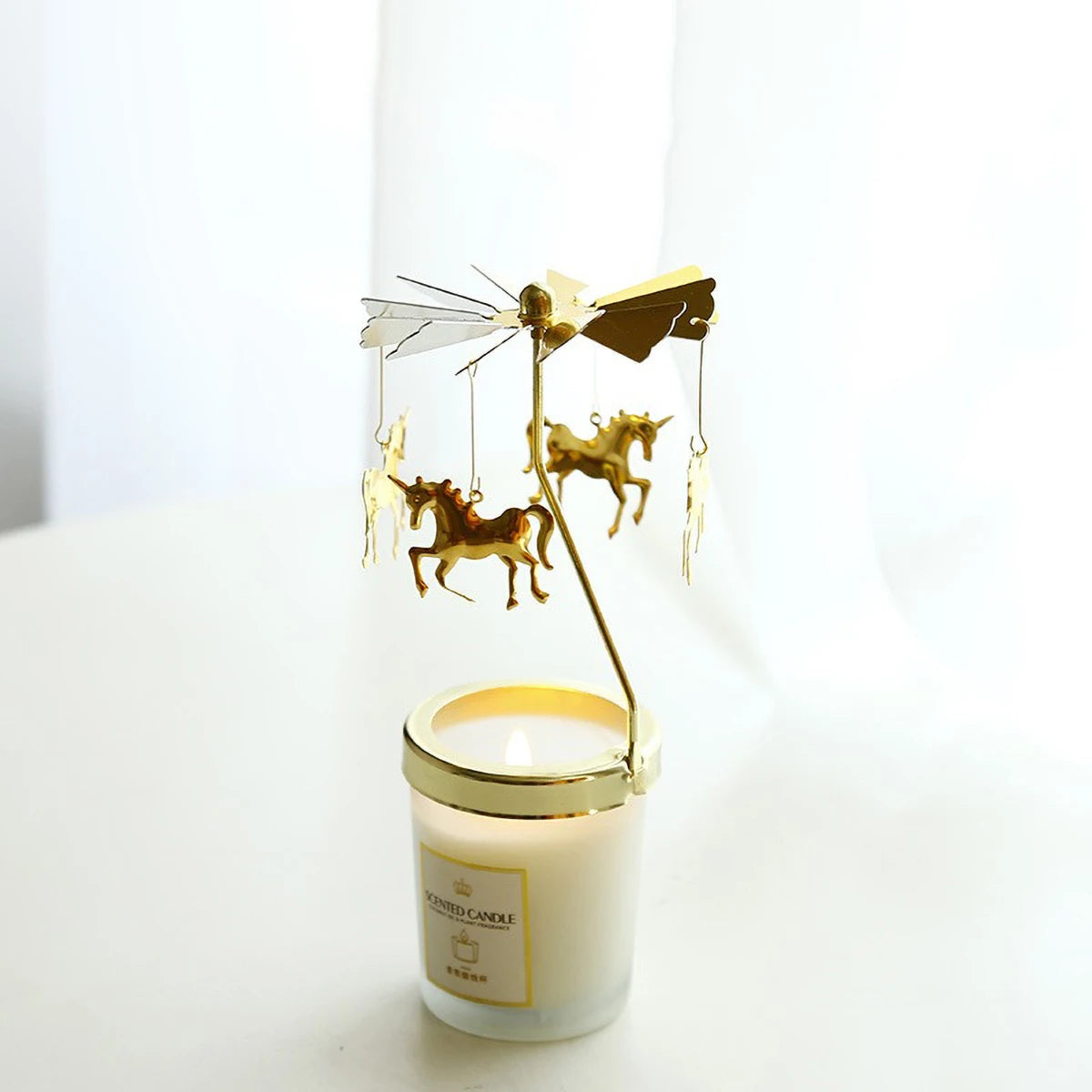 Gold Metal Rotating Tealight Candle Holder for Table Design Candlesticks‌ - Elegant Dining Room Decor, Unique Centerpiece