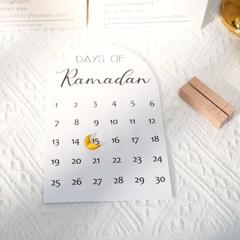 New Acrylic Ramadan Countdown Calendar Reminder Desktop Home Decoration Eid Mubarak Ramadan Kareem Islamic Muslim Party Supplies