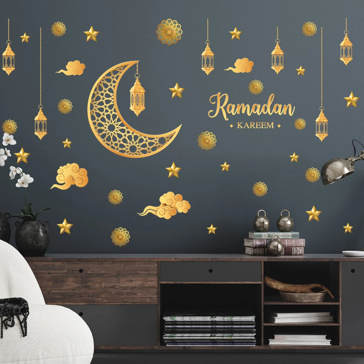 Eid Mubarak Wall Stickers Kareem Ramadan Decoration 2025 For Home Islamic Muslim Party Decor Mubarak Ramadan Window Sticker Gift