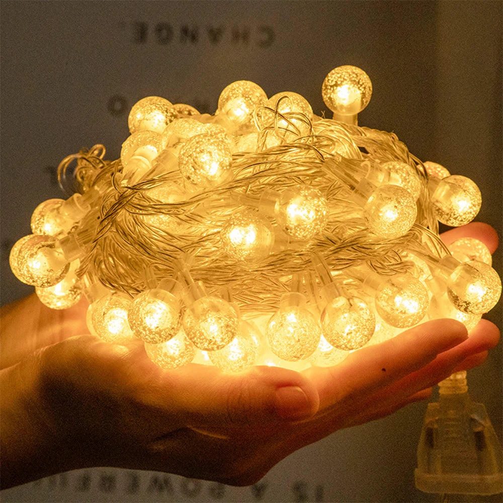 1.5M 3M 6M LED Crystal Ball Garland String Lights Flash Indoor Holiday Lamp 10/20/40 LED Fairy Lights Battery/USB Operated