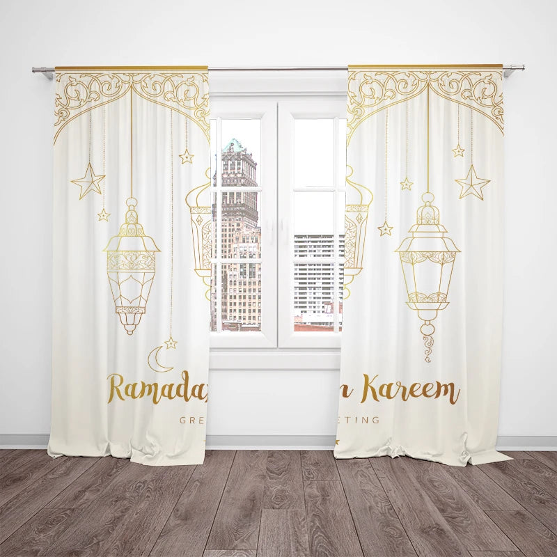 2PCS- Ramadan Auspicious - Ramadan curtain - Living room - Bedroom decorative curtain