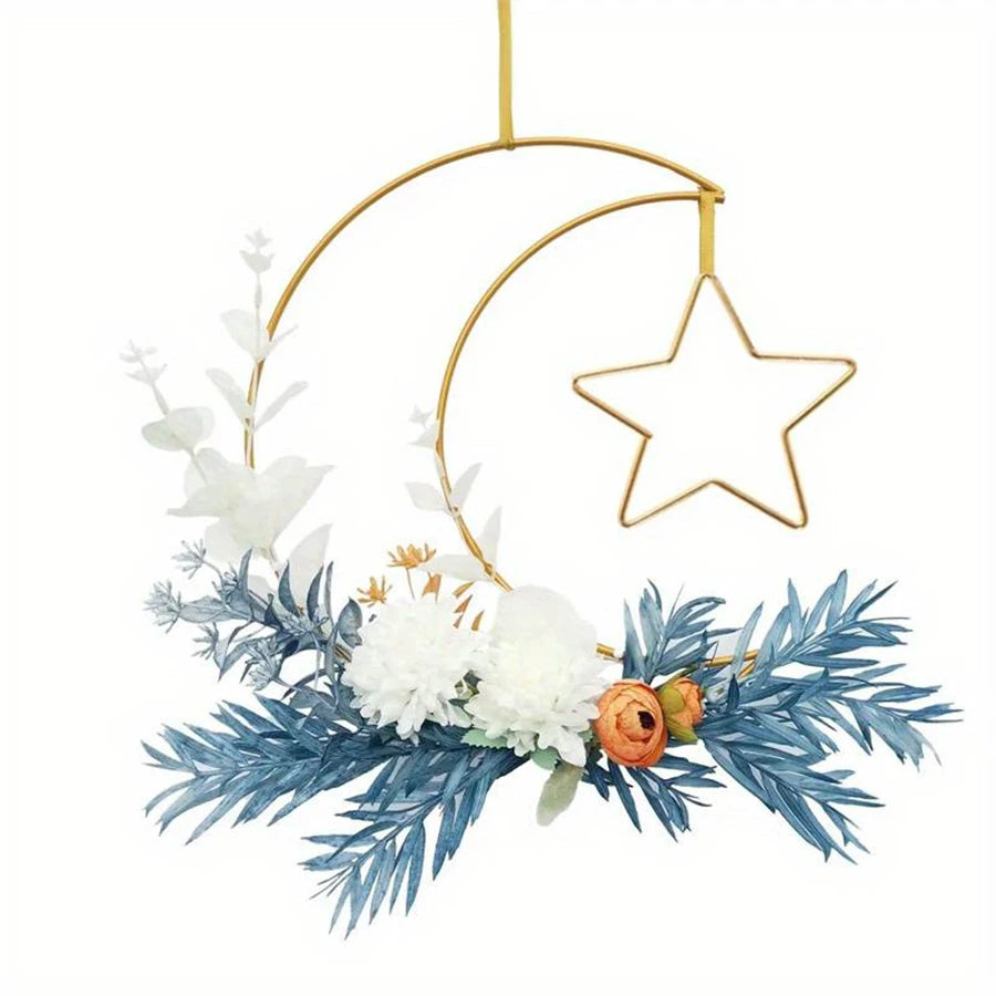Golden Moon Star Set DIY Wall Decoration Metal Iron Wall Room Window Frame Decoration
