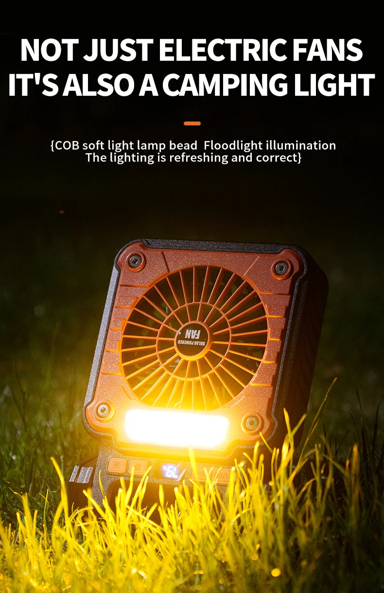 Outdoor Solar Fan Light 8 Hours Battery Foldable Tent Lantern Portable Multifunctional Camping Light Cross Border New