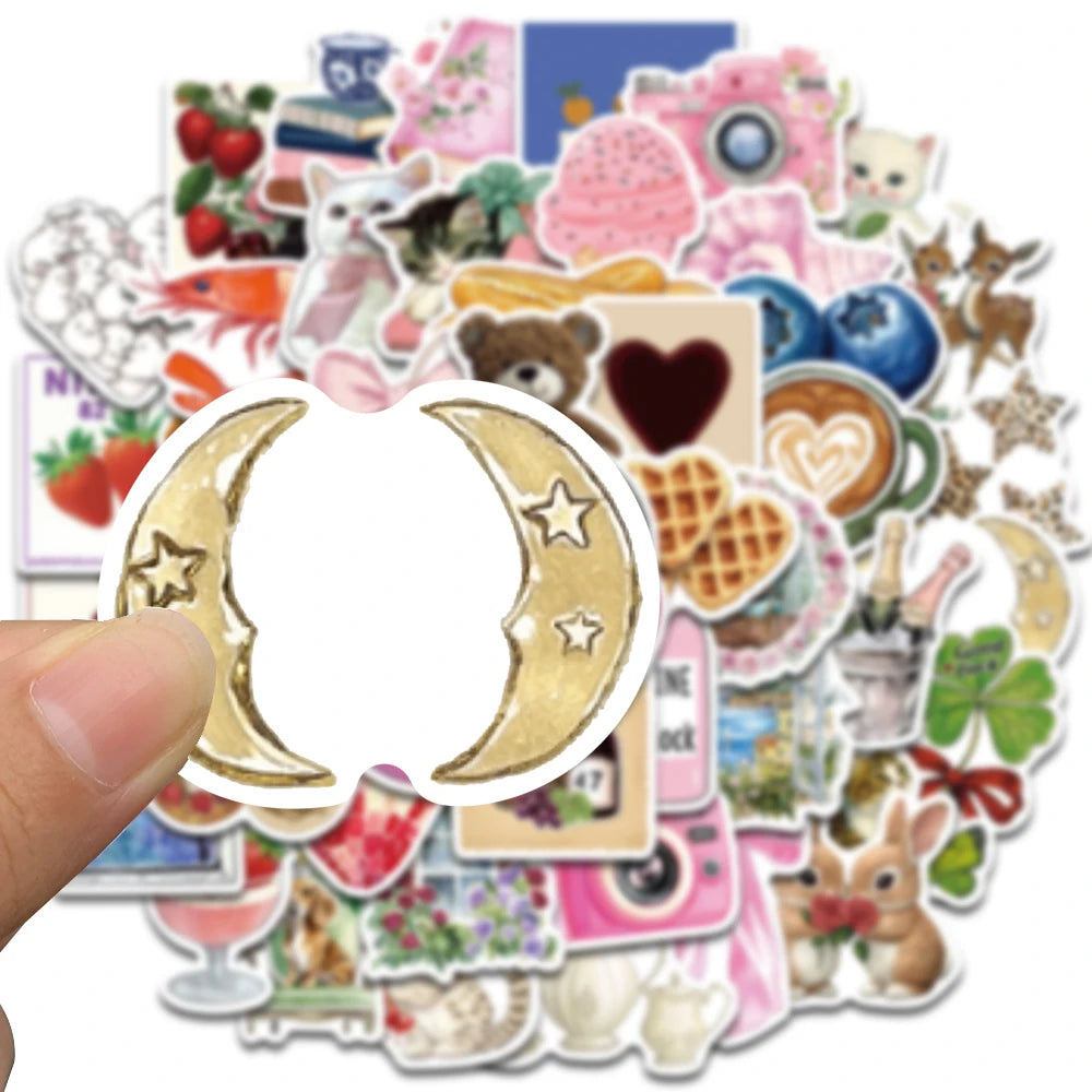 50/100PCS Aesthetic Pinterest Stickers Fashion Scrapbook Laptop Luggage Cool Creative Wall Bar Decor Streetwear Creative Sticker