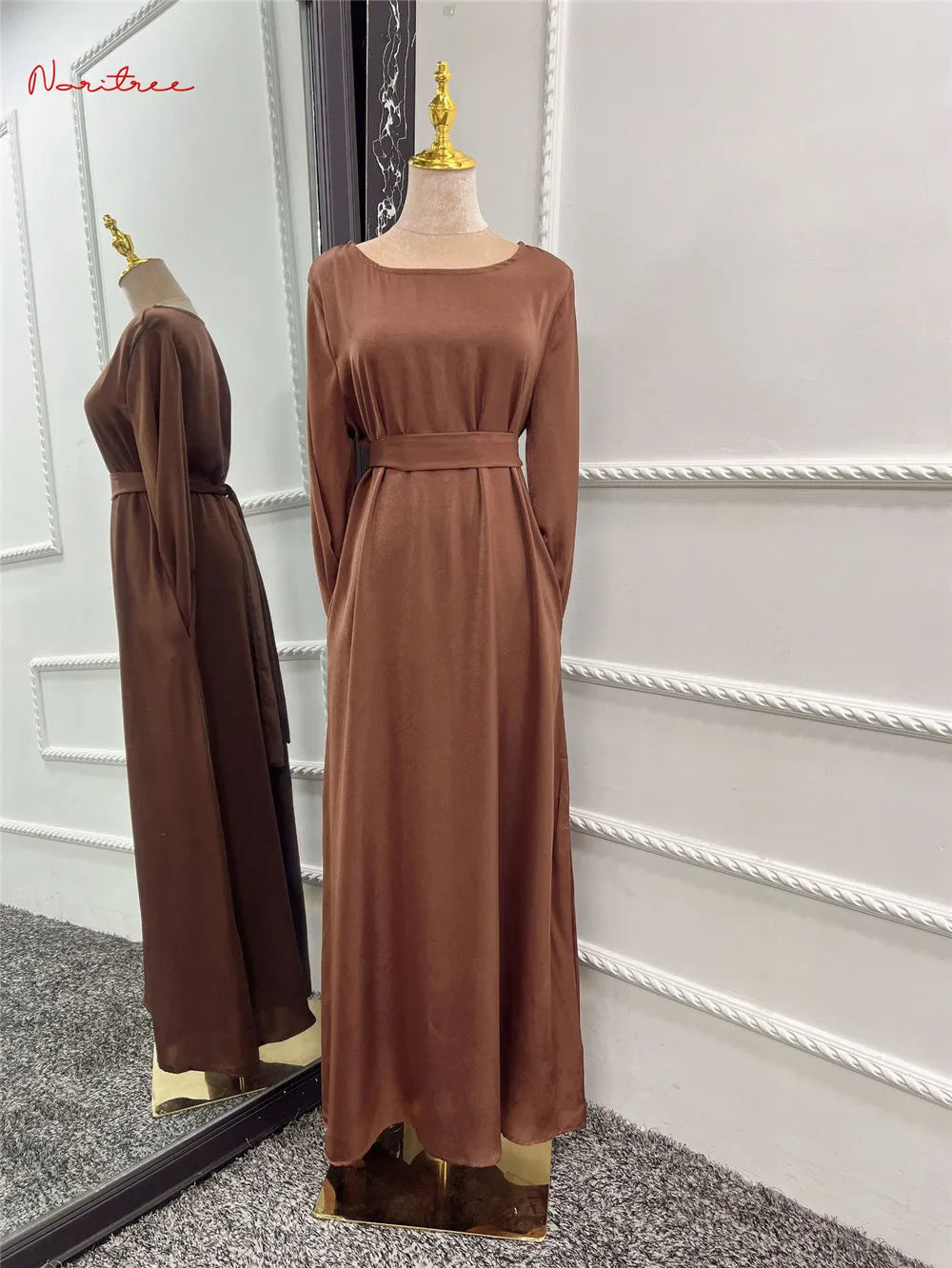 Fashion Sliky Djellaba Muslim Dress Dubai Full Length Flare Sleeved Soft Abaya Dubai Turkey Muslim Islam Robe WY921