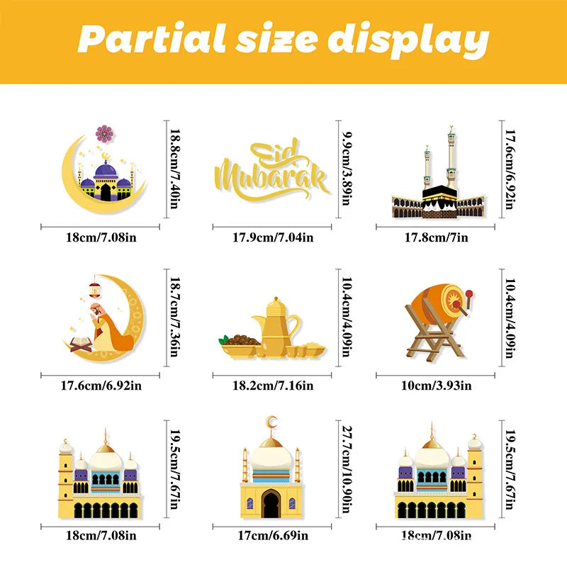 Eid Mubarak Window Stickers Ramadan Decorations for Home Islamic Muslim Party Decor Eid Al Adha Diy Wall Stickers Ramadan Kareem