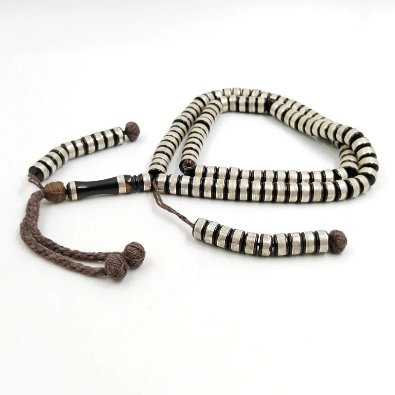 Tasbih 100beads kuka inlay Silver Handmade Collectible luxurious misbaha Bracelet muslim Ramadan eid gift