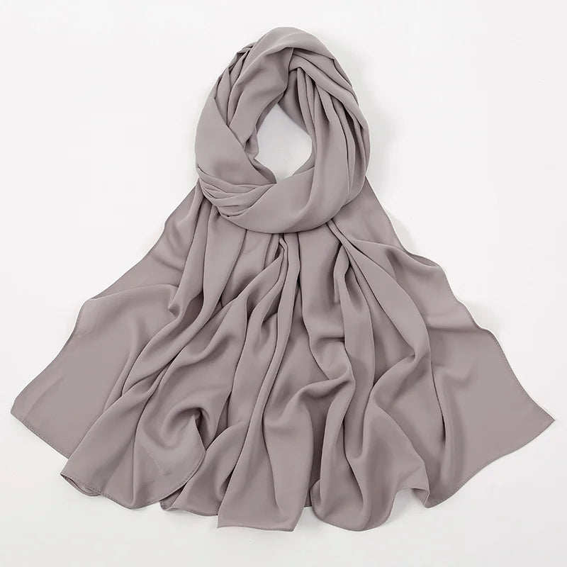 New Medina Silk Chiffon Hijab Premium Chiffon Muslim Hijabs Scarf For Women Heavy Poka Chiffon Shawl Headscarf Wrap Islam Turban