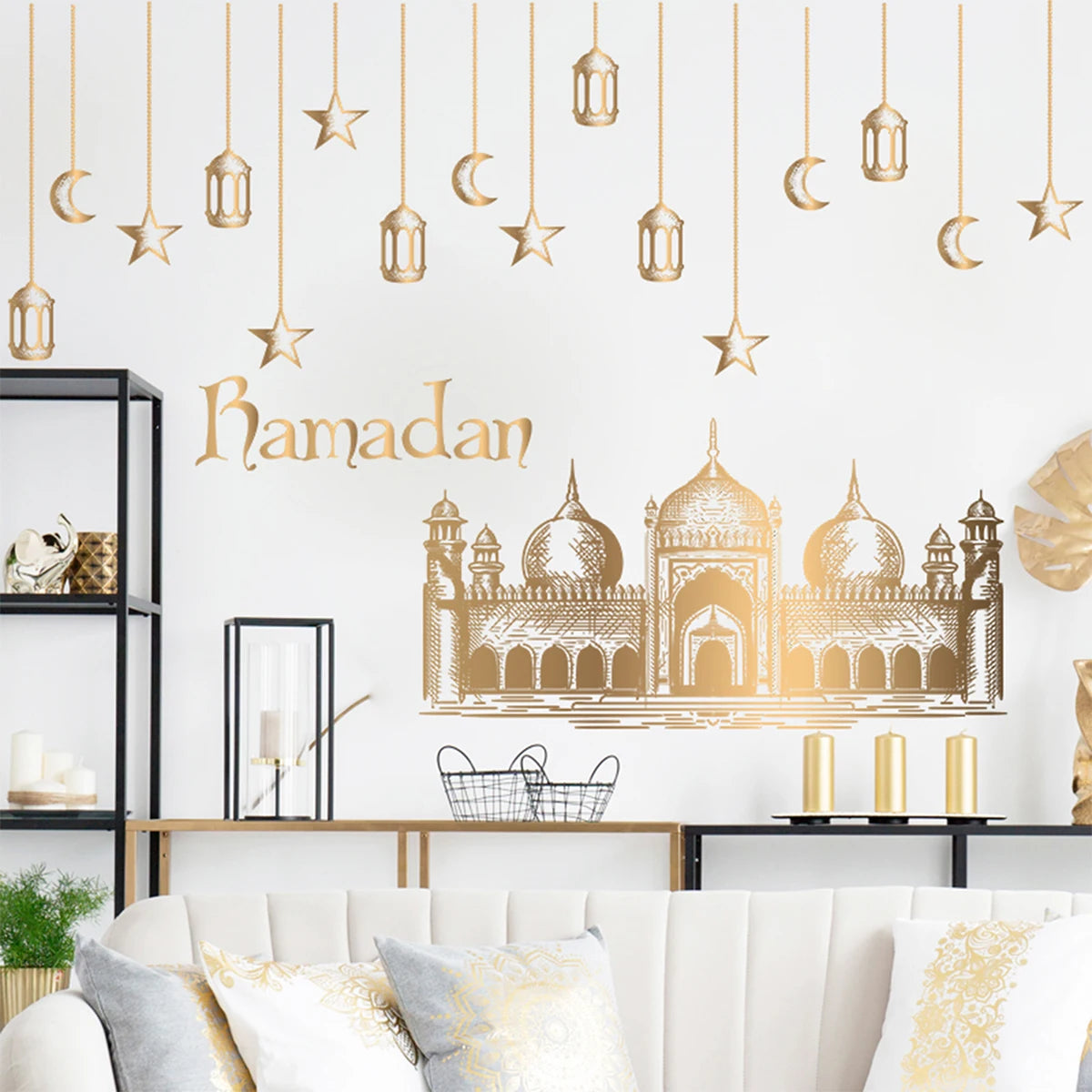 Eid Mubarak Window Sticker 2025 Kareem Ramadan Decor for Home Ramadan Mubarak Wall Sticker Islamic Muslim Wall Decals Decor