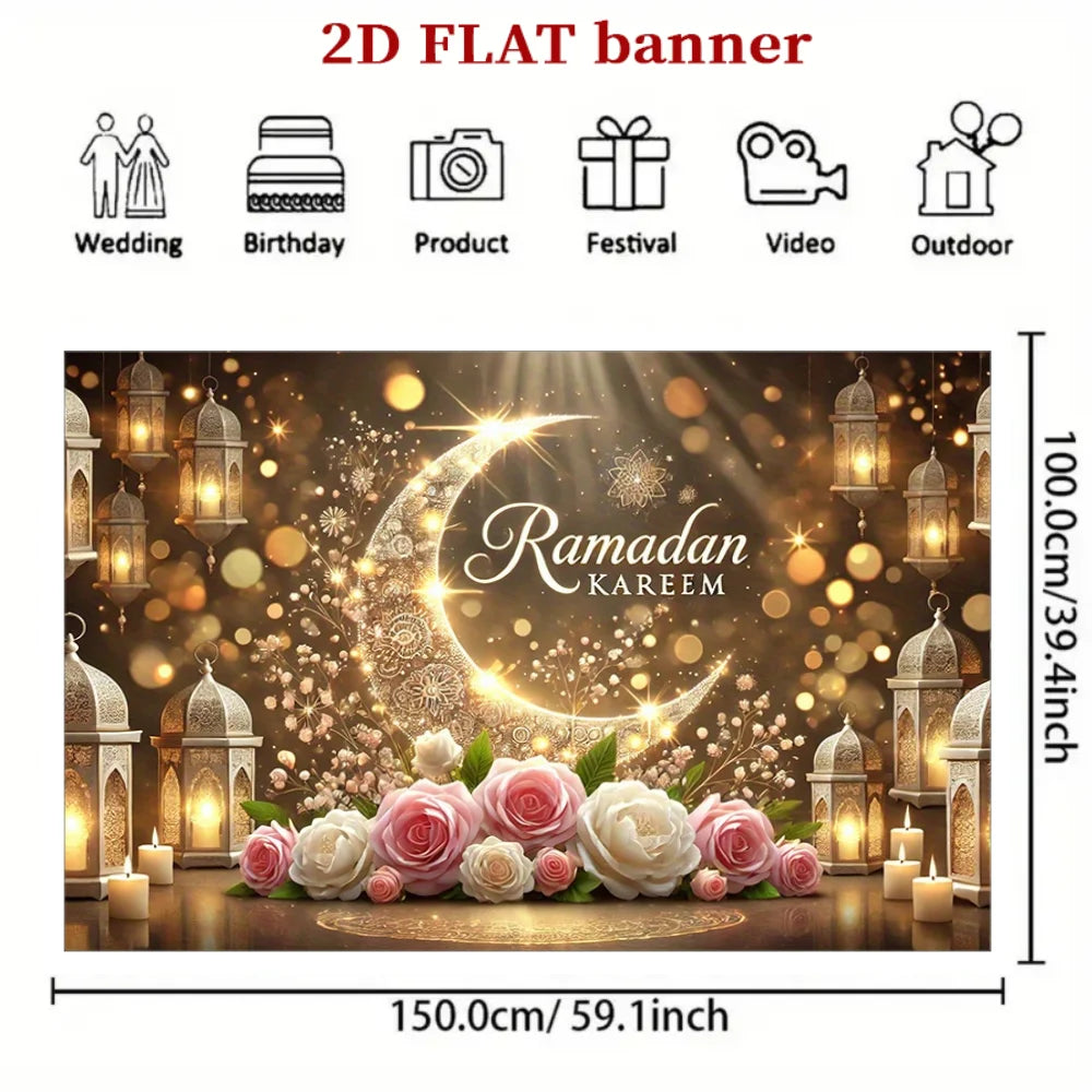2D FLATbanner Background cloth Banner Party Ramadan auspicious celebration background fabric in multiple sizes