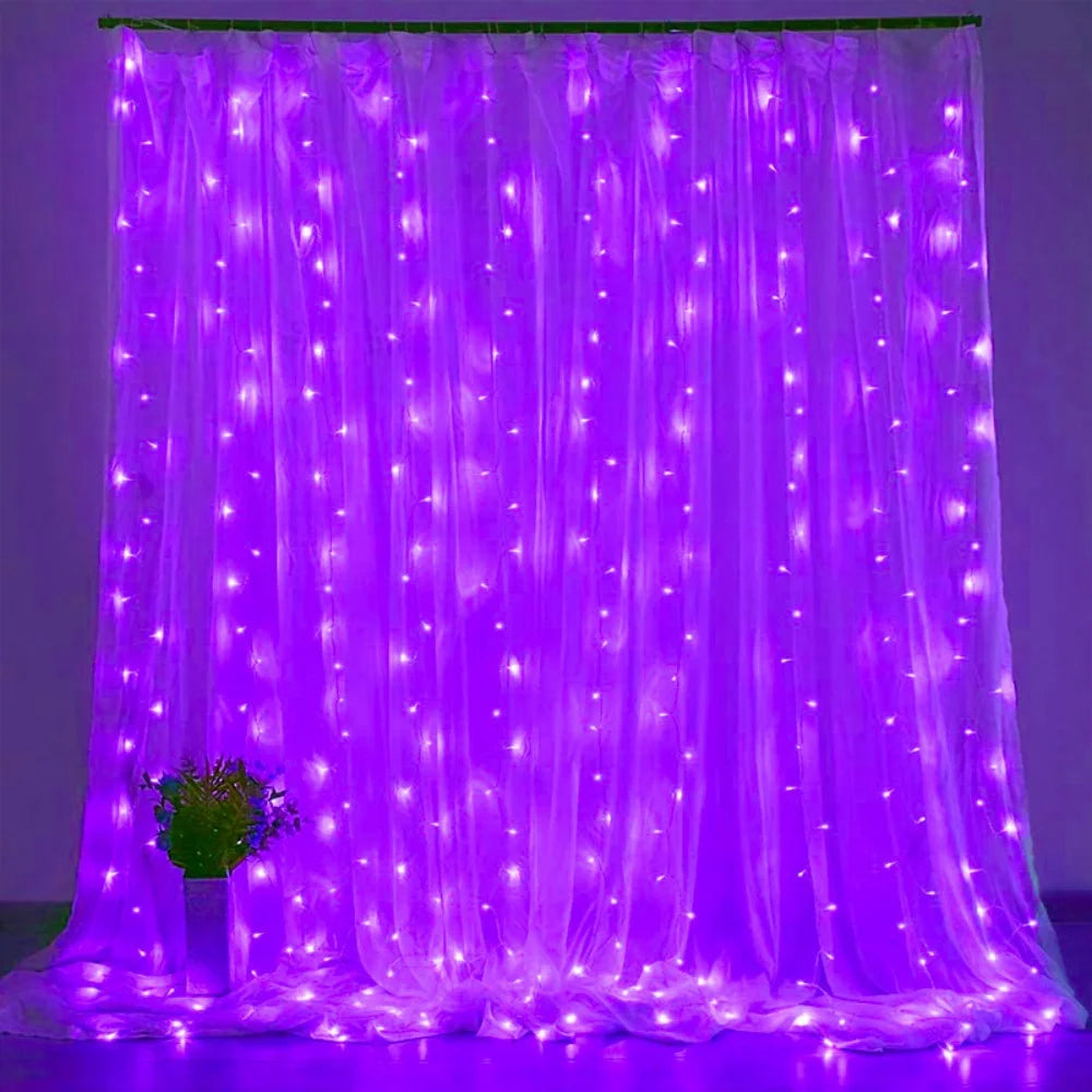 6/3M LED Curtain Lights 8 Lighting Modes Valentine's Day Ramadan Decorations for Home Wedding Party Eid Mubarak Fairy Light